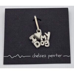 Chelsea Pewter I Heart My Dog Charm Vintage Pet Lover Jewelry Accessory